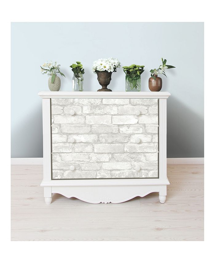 Brewster Home Fashions Grey and White Brick Peel and Stick Wallpaper