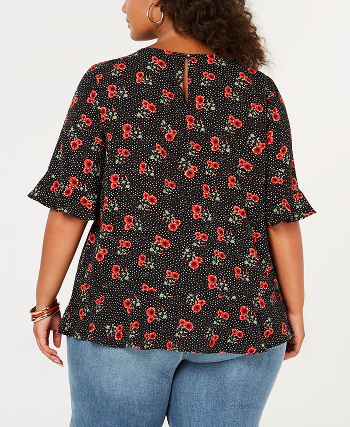 Monteau Trendy Plus Size Ruffled High-Low Dress Black Size 3X