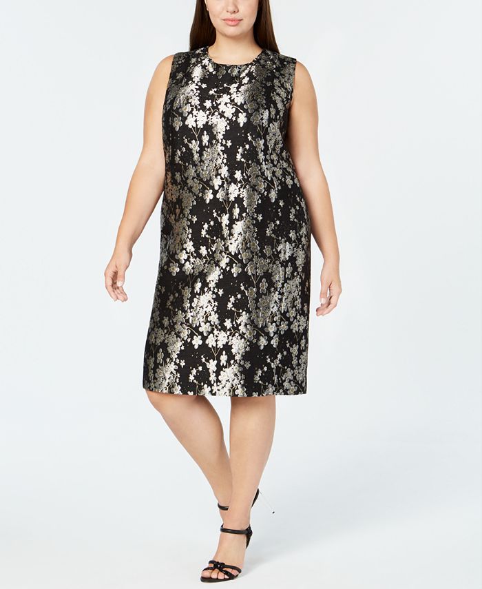 Calvin Klein Plus Size Floral-Print Sleeveless Dress - Macy's