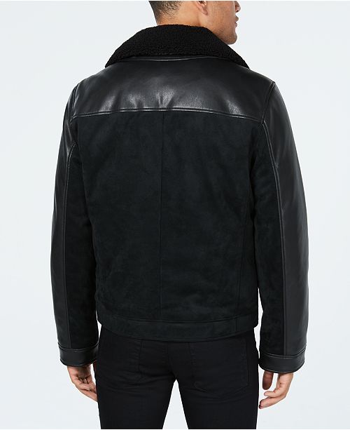 Calvin Klein Men's Faux Leather Sherpa Collar Moto Jacket ... (500 x 613 Pixel)