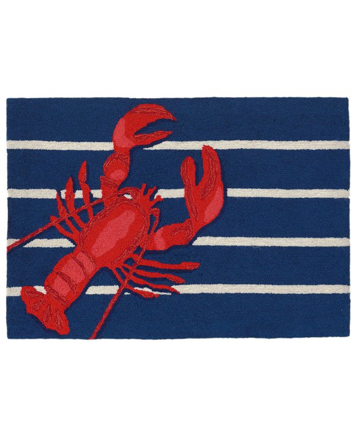 Liora Manne' Liora Manne Front Porch Indoor/Outdoor Lobster on Stripes