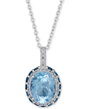 image of Blue Topaz (2-1/3 ct.t.w) & White Topaz (1/6 ct. t.w.) Pendant Necklace, 16