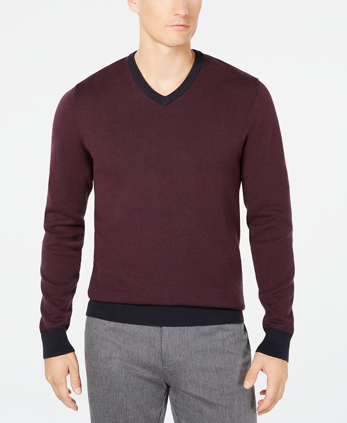 Ryan Seacrest Distinction Men's Mixed Yarn V-Neck Sweater, Created for ...