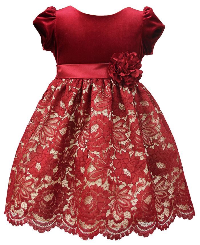 Jayne Copeland Little Girls Floral Lace Velvet Dress Macy s