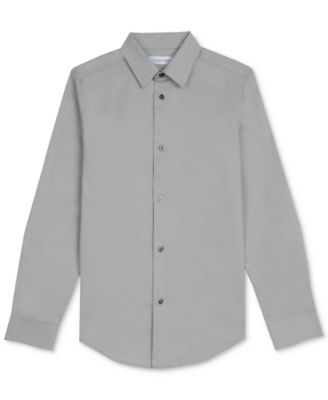 Big Boys Slim Fit Solid Stretch Poplin Dress Shirt 