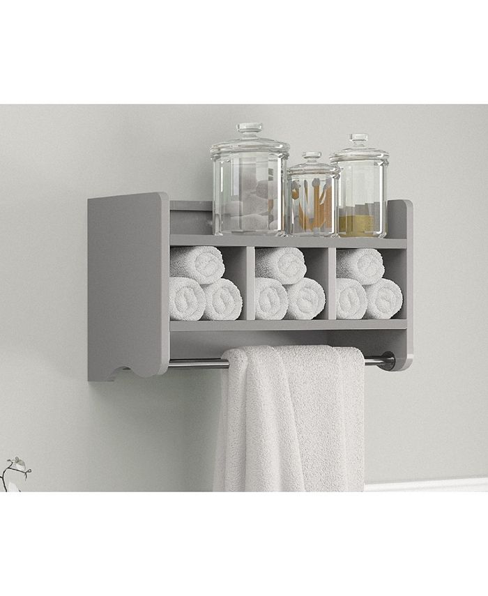 Alaterre Furniture 25" Bath Storage Shelf With Towel Rod, Gray Macy's