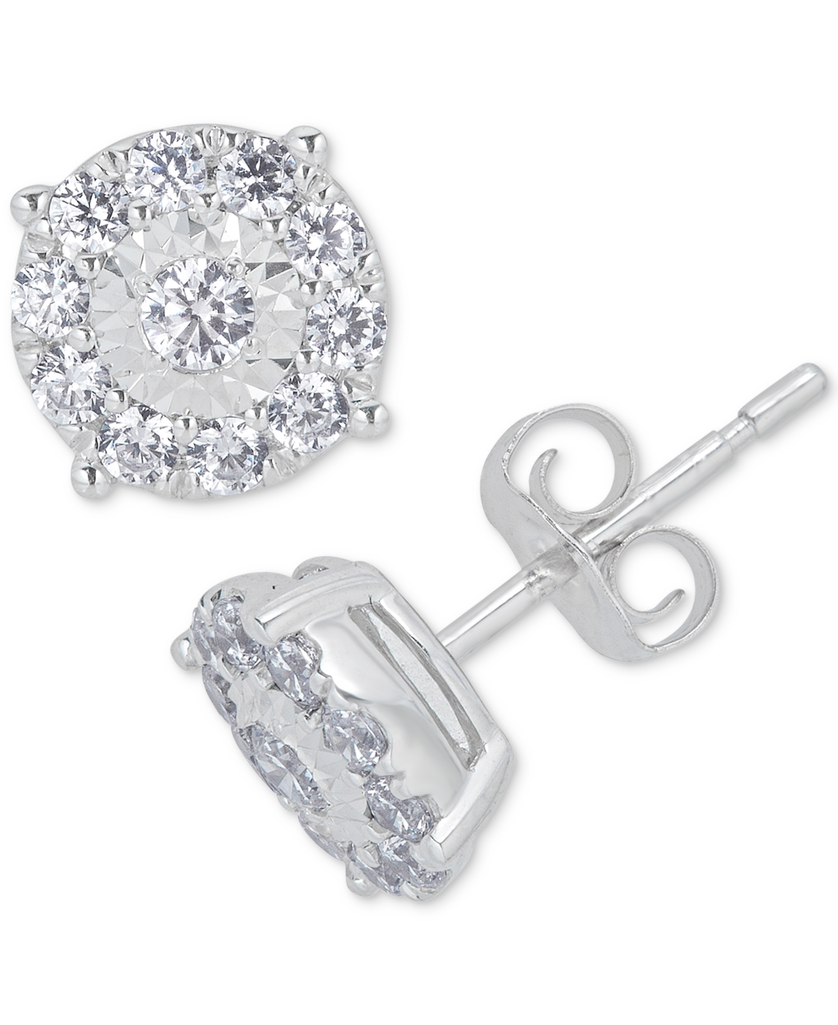 2-Pc. Diamond (1 ct. t.w.) Halo Pendant Necklace & Matching Stud Earring Set in 14k White or Yellow Gold