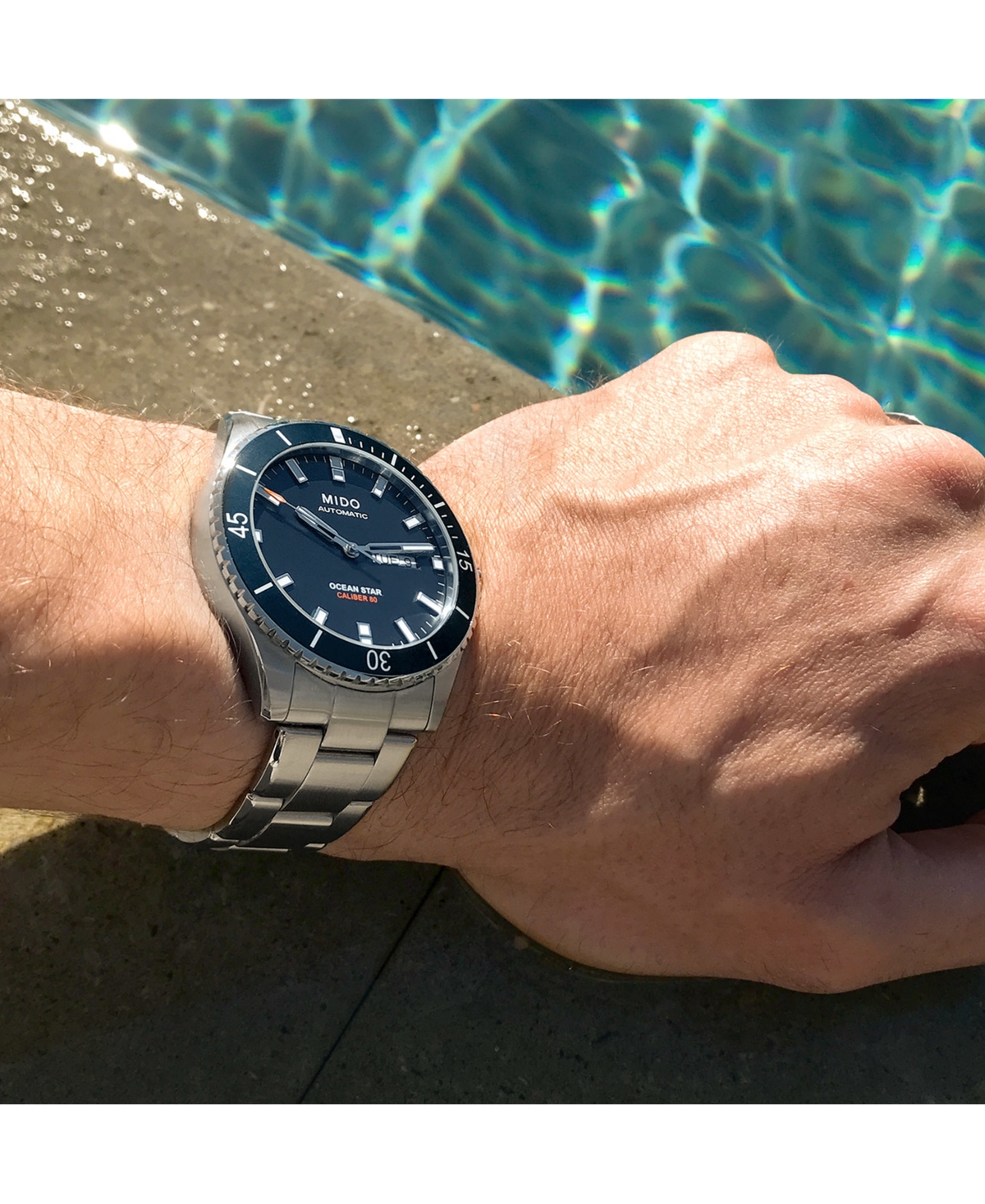 Shop Mido Men's Swiss Automatic Ocean Star Captain V Stainless Steel Bracelet Watch 42.5mm