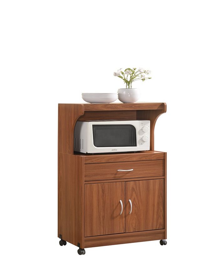 Hodedah Microwave Kitchen Cart in Cherry Macy's