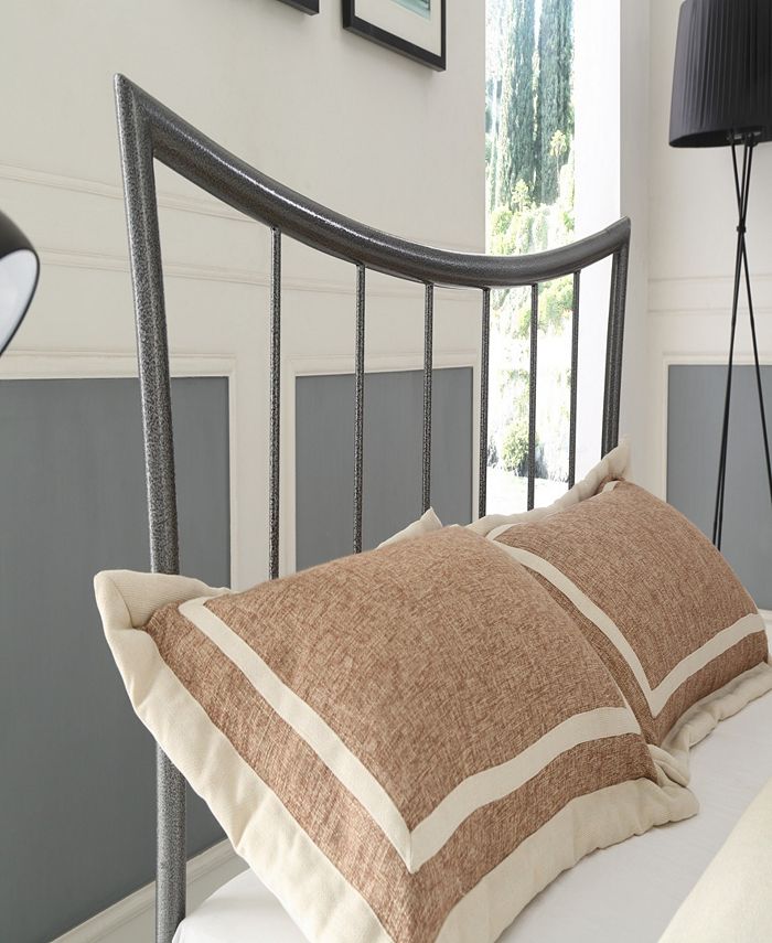 Hodedah Complete Metal TwinSize Bed with Headboard, Footboard, Slats