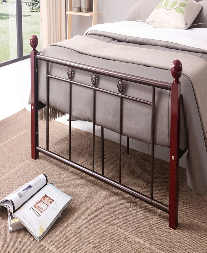 Hodedah Complete Bronze Metal Bed with Headboard, Footboard, Slats and