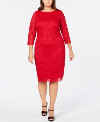 calvin klein red lace dress