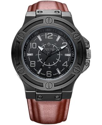 Timothy Stone - Manis Mens Quartz Oversized Metal and Leather Strap Watch