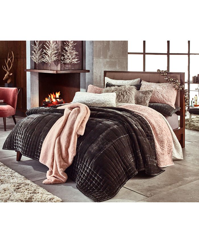 Martha Stewart Collection Pink Rose Velvet Flourish Quilted King Sham