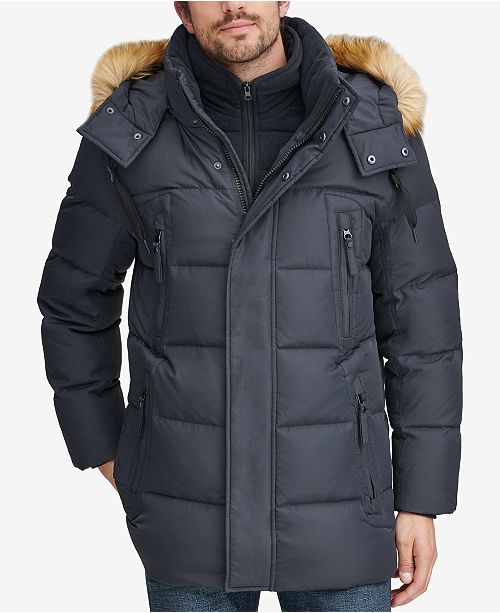 Marc New York Men's Long Snorkel Down Coat with FauxFur Trim & Reviews
