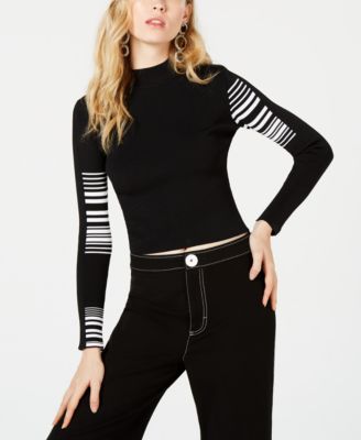 TENZ CVLT - Stripe-Detail Cropped Sweater