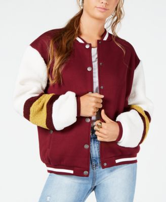 sherpa varsity bomber jacket
