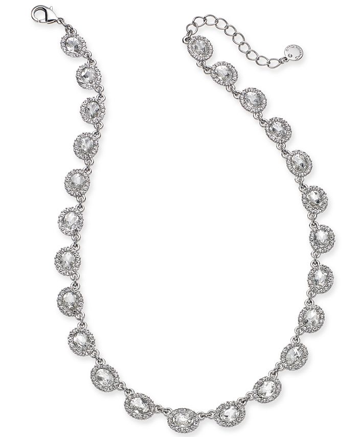 Charter Club Silver-Tone Crystal Collar Necklace, 17