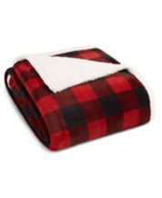 Cuddl Duds Sherpa Fleece Plush Throw (Black/Ivory Buffalo Check) :  : Home