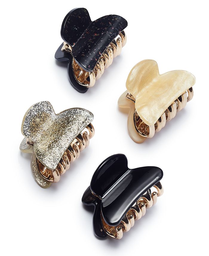 INC International Concepts I.N.C. 4Pc. Jet Glitter Hair Claw Clips