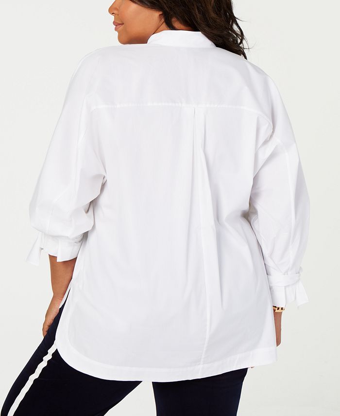 Tommy Hilfiger Plus Size Tie-Sleeve Blouse, Created for Macy's - Macy's