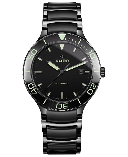 Rado Men S Swiss Automatic Centrix Black High Tech Ceramic Stainless Steel Bracelet Watch 42mm Reviews All Fine Jewelry Jewelry Watches Macy S