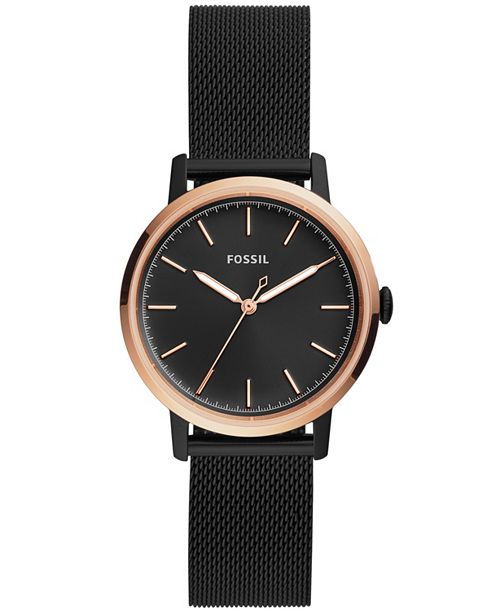 Fossil Women S Neely Black Stainless Steel Mesh Bracelet Watch