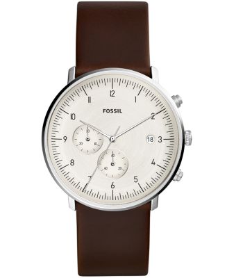 Fossil Men's Chronograph Chase Timer Brown Leather Strap Watch 42mm ...