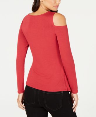 vince camuto ruched cold shoulder top