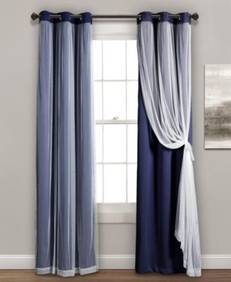 Lush Décor - Solid and Sheer Layered 38" x 84" Blackout Curtain Set