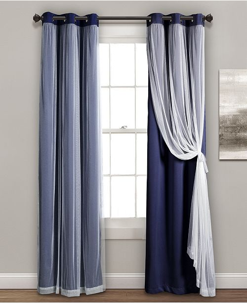 Lush Decor 84 X38 Grommet Sheer Panels With Insulated Blackout