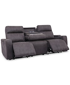 Oaklyn 84" Fabric Sofa with 2 Power Recliners, Power Headrests, USB Power Outlet And Drop Down Table