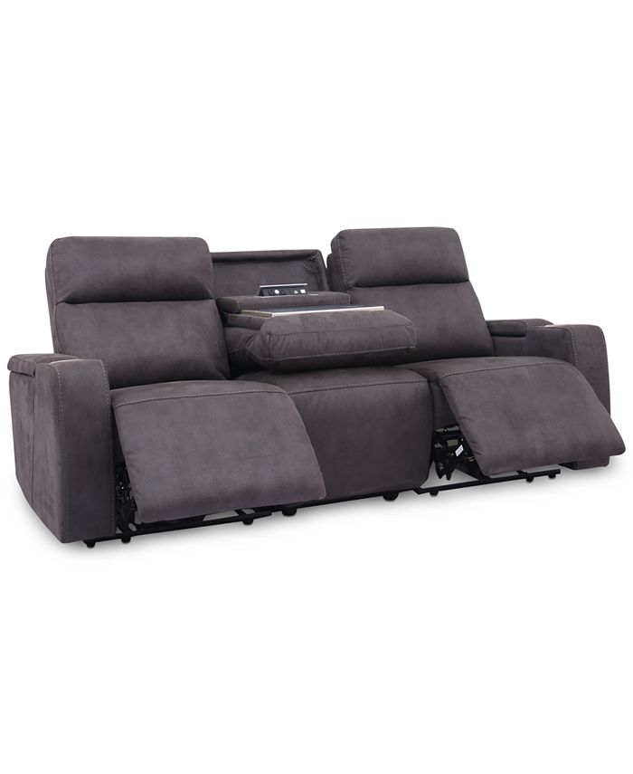 Furniture Oaklyn 84 Fabric Sofa With 2, Leather Reclining Sofa With Drop Down Table