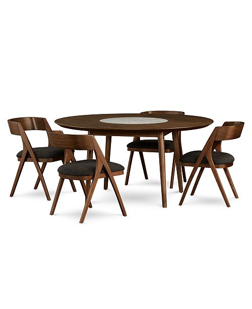 Furniture Oslo Dining Furniture 5 Pc Set Lazy Susan Table 4