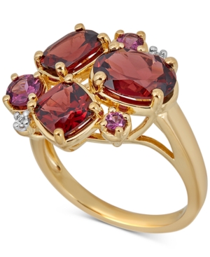 image of Multi-Gemstone Cluster Ring (4-5/8 ct. t.w.) Ring in 14k Gold-Plated Sterling Silver