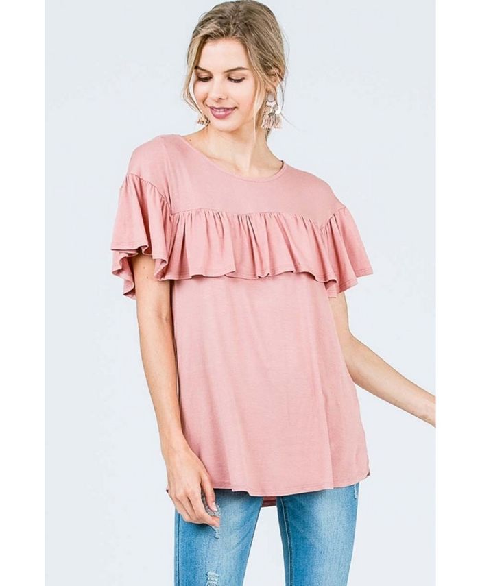 Girls Chiffon Ruffle Top Lemon