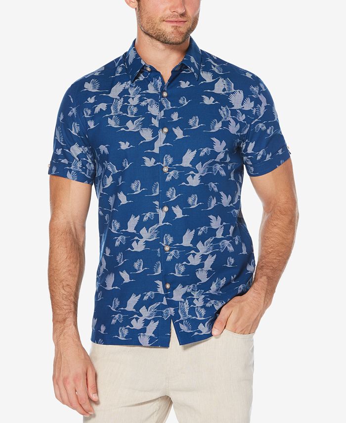 Cubavera Men's Slim-Fit Bird Print Shirt - Macy's