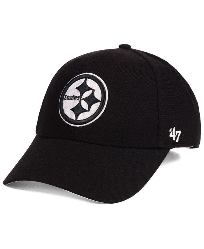 47 Brand Pittsburgh Steelers Black & White MVP Strapback Cap - Macy's