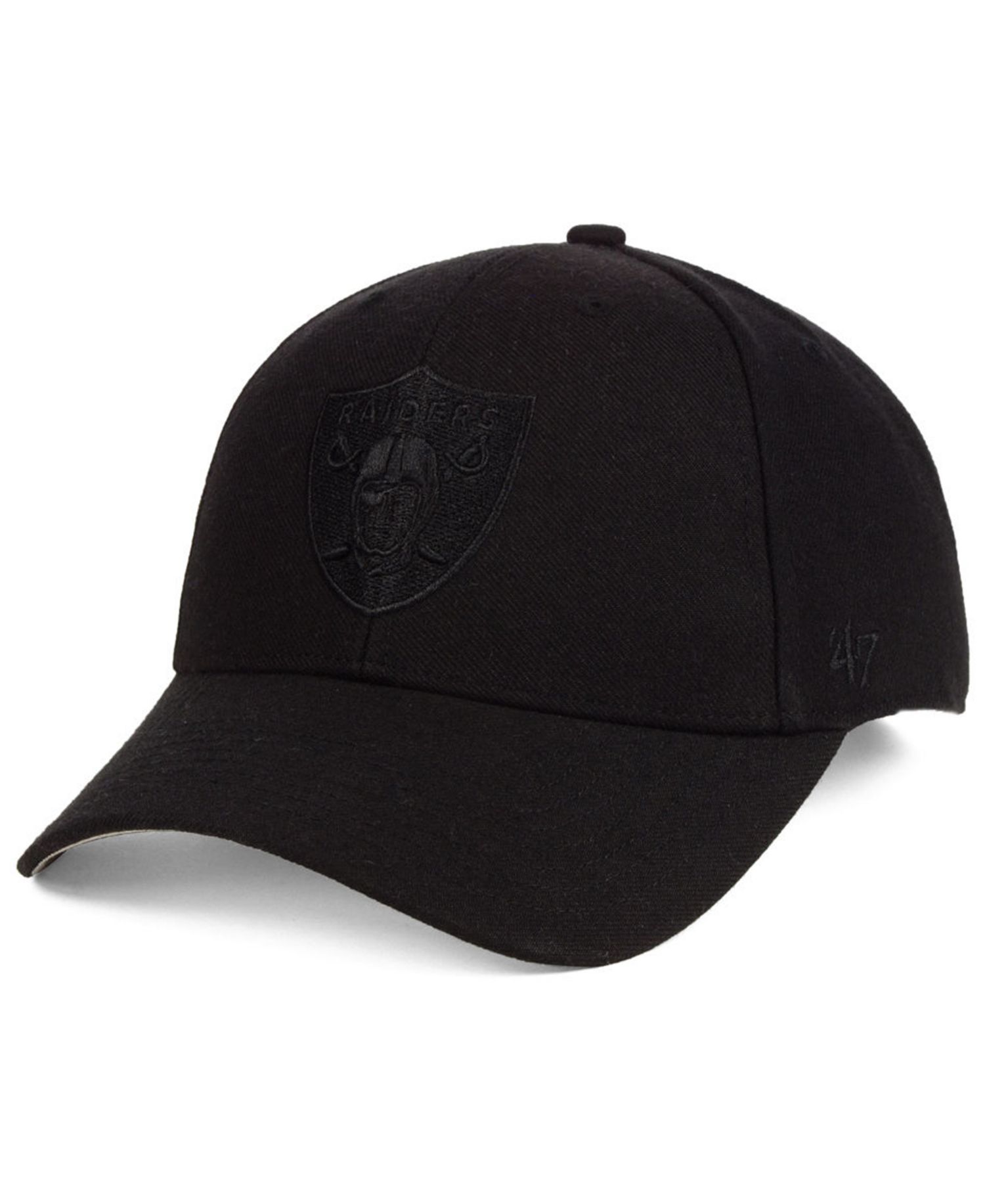 Las Vegas Raiders Black & Black MVP Strapback Cap