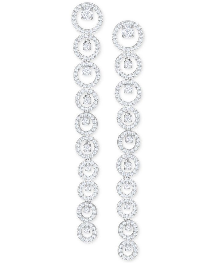 Swarovski Drop Earrings Silvertone Crystal Linear Dangle Boxed 1.75” main image 1