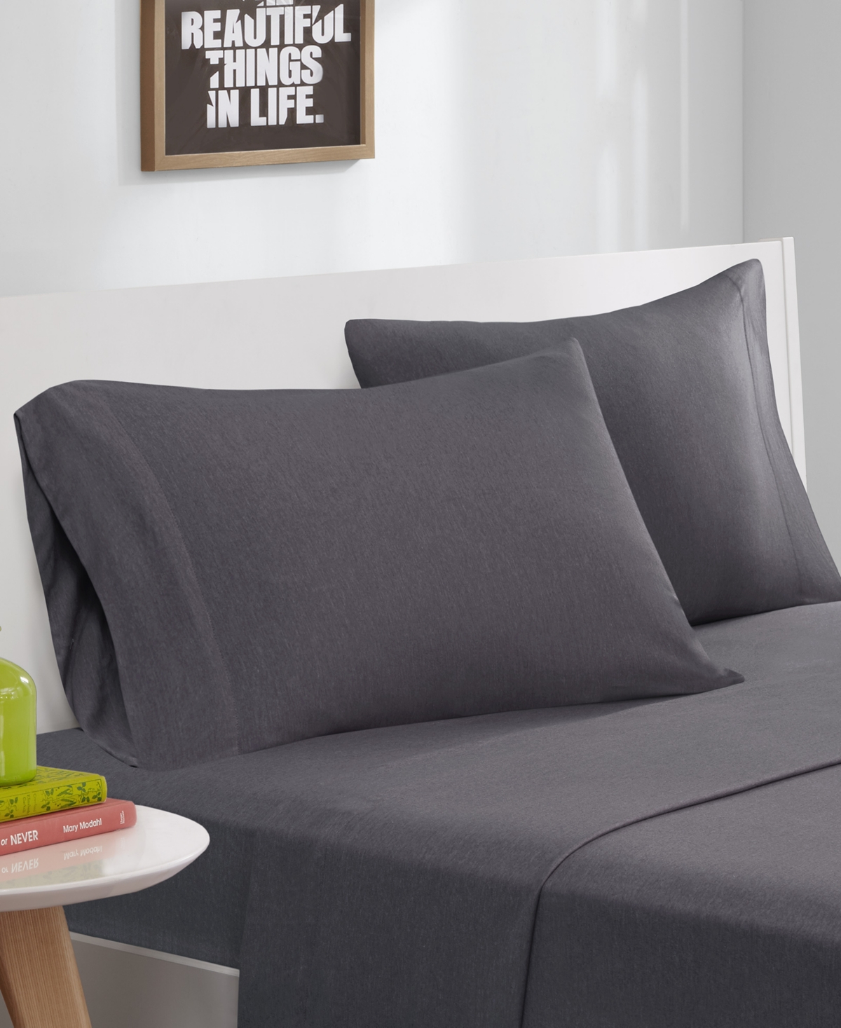 Intelligent Design 3-pc. Jersey-knit Twin Xl Sheet Set Bedding In Charcoal