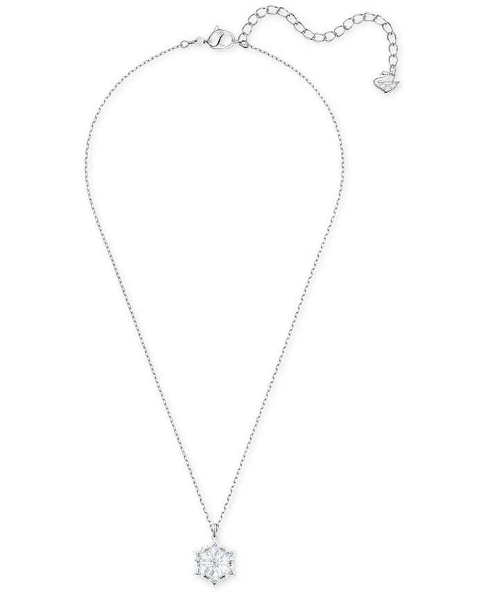 Swarovski Silver-Tone Crystal Snowflake Pendant Necklace, 14-7/8