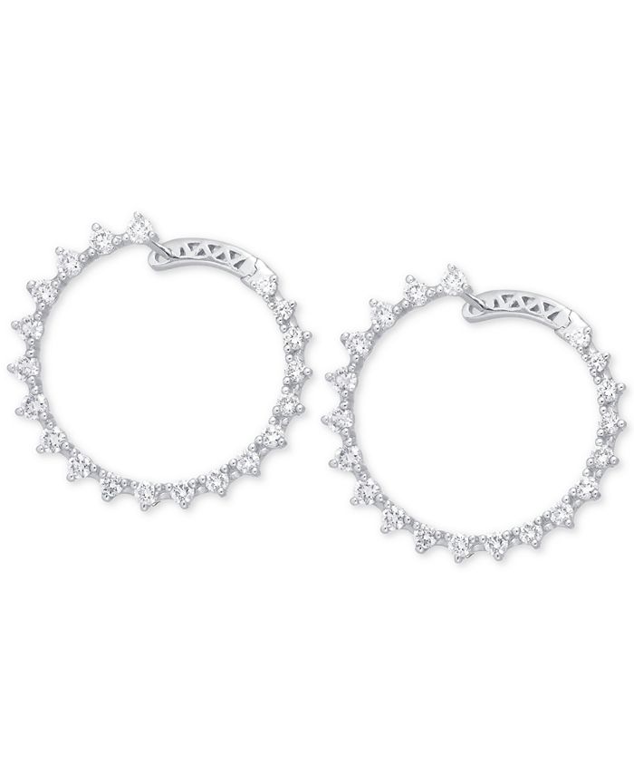 Macy's Diamond Front & Back Drop Hoop Earrings (1-1/2 ct. t.w.) in 14k ...