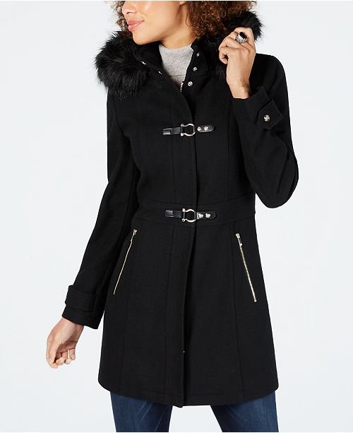 Ivanka Trump Faux Fur Trim Hooded Toggle Coat Reviews Coats