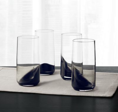 Hotel Collection - Set of 4 Highball Glasses with Black Ombre