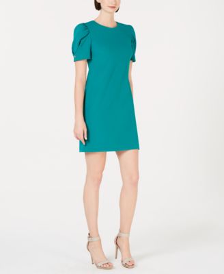 calvin klein embellished puff sleeve dress