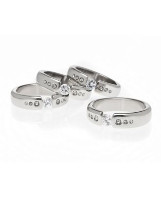 Godinger - Diamond Band Napkin Rings Set/4