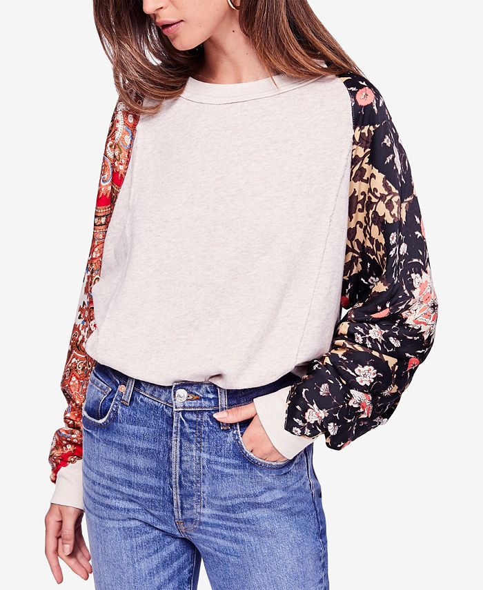 Free People Vintage Affair Cotton Printed Sweatshirt Macy s