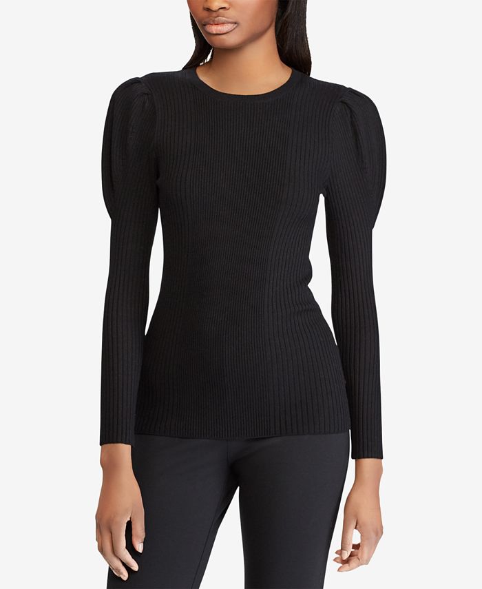 Polo Ralph Lauren Puff-Sleeve Ribbed Sweater & Reviews - Sweaters ...