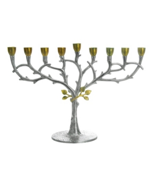 Classic Touch Hammered Stainless Steel Candle Menorah In Multi